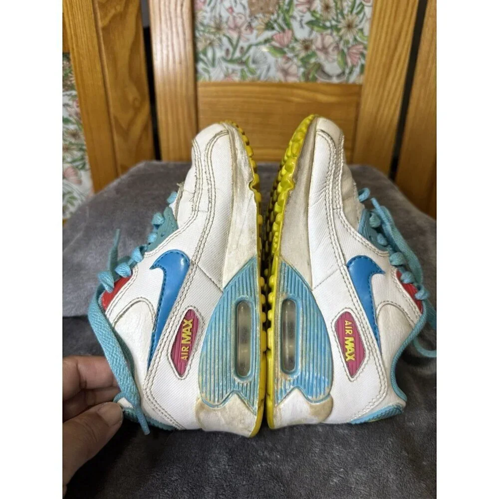 VTG NIKE AIRMAX 90 Y2k Toddler Girls Sneakers Shoes White Blue Retro Preppy 11C